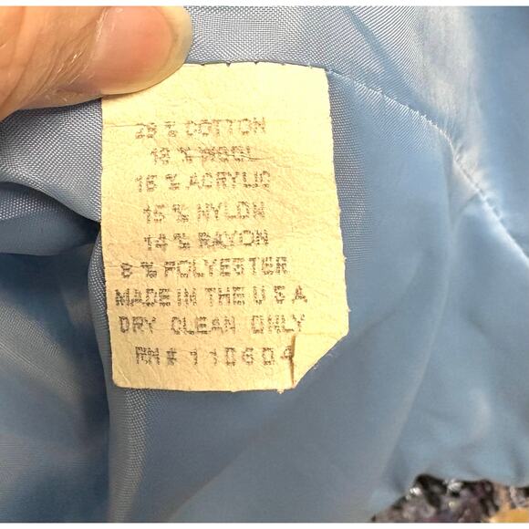 Designs by Seymour Blue Tweed Wool Blend Vintage Blazer, Weaved, Women’s Size 10 - Picture 5 of 8